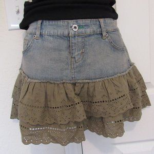 Tommy Jeans Denim mini Skirt with Ruffles Size 3 juniors